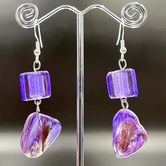 Boutique Jewelry - Purple Shell Drop Earrings